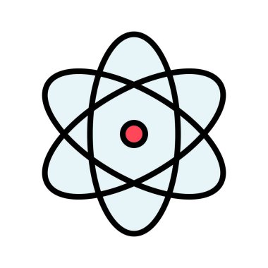 Atom, bilim, fizik ikonu vektör görüntüsü. Eğitim için de kullanılabilir. Web uygulamalarında, mobil uygulamalarda ve yazdırma ortamlarında kullanılabilir.