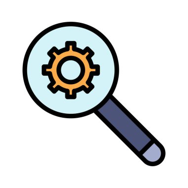 Denetim, büyüteç, arama motoru simgesi vektör görüntüsü. Web pazarlama için de kullanılabilir. Web uygulamalarında, mobil uygulamalarda ve yazdırma ortamlarında kullanılabilir.