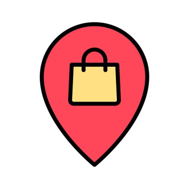 Çanta, konum, alışveriş merkezi ikon vektör görüntüsü. Harita ve Konum için de kullanılabilir. Web uygulamalarında, mobil uygulamalarda ve yazdırma ortamlarında kullanılabilir.