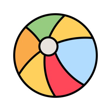 Plaj, top, ikon vektör görüntüsü. Yaz & Tatilleri için kullanılabilir. Mobil uygulamalar, web uygulamaları ve yazdırma ortamları için elverişli.