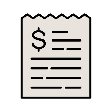 Bill, fatura, ödeme ikonu vektör görüntüsü. İş ve ofis için de kullanılabilir. Web uygulamalarında, mobil uygulamalarda ve yazdırma ortamlarında kullanılabilir.