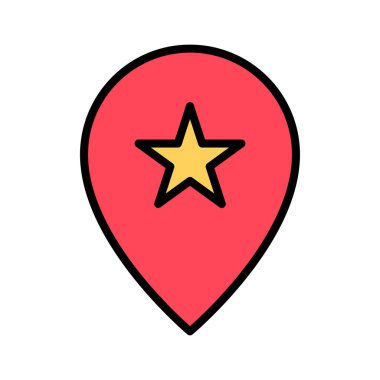 Yer imi, favori, konum simgesi vektör resmi. Navigasyon için de kullanılabilir. Web uygulamalarında, mobil uygulamalarda ve yazdırma ortamlarında kullanılabilir.