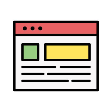 Tarayıcı, düzen, şablon ikon vektör resmi. Seo & web için de kullanılabilir. Web uygulamalarında, mobil uygulamalarda ve yazdırma ortamlarında kullanılabilir.