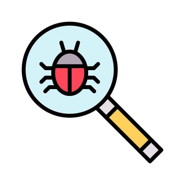 Böcek, tarama, ikon vektör görüntüsü ara. İnternet güvenliği için de kullanılabilir. Web uygulamalarında, mobil uygulamalarda ve yazdırma ortamlarında kullanılabilir.