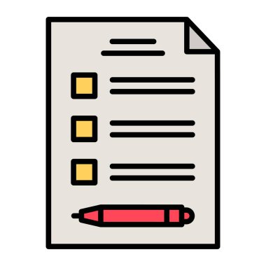 İş kontrol listesi, iş belgesi, sözleşme ikonu vektör görüntüsü. İş ve ofis için de kullanılabilir. Web uygulamalarında, mobil uygulamalarda ve yazdırma ortamlarında kullanılabilir.