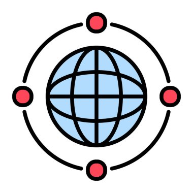 İş ağı, iş akışı, dünya, ikon vektör görüntüsünü bağla. İş ve ofis için de kullanılabilir. Web uygulamalarında, mobil uygulamalarda ve yazdırma ortamlarında kullanılabilir.