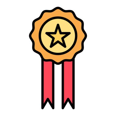 İş, madalya, ödül, zafer ikonu vektör imajı. İş ve ofis için de kullanılabilir. Web uygulamalarında, mobil uygulamalarda ve yazdırma ortamlarında kullanılabilir.