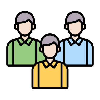 İş adamı, takım, grup, liderler ikon vektör imajı. İş ve ofis için de kullanılabilir. Web uygulamalarında, mobil uygulamalarda ve yazdırma ortamlarında kullanılabilir.