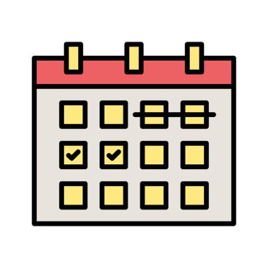 Takvim, dönüm noktası, zamanlama simgesi vektör görüntüsü. Proje yönetimi için de kullanılabilir. Web uygulamalarında, mobil uygulamalarda ve yazdırma ortamlarında kullanılabilir.