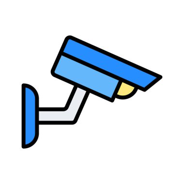 CCTV, kamera, güvenlik ikonu vektör görüntüsü. Ağ ve veri paylaşımı için de kullanılabilir. Web uygulamalarında, mobil uygulamalarda ve yazdırma ortamlarında kullanılabilir.