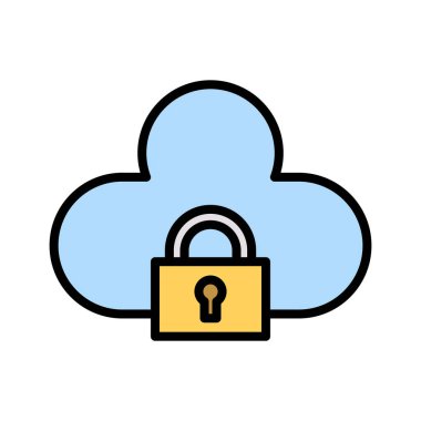 Bulut, kilit, koruma ikonu vektör görüntüsü. Siber güvenlik için de kullanılabilir. Web uygulamalarında, mobil uygulamalarda ve yazdırma ortamlarında kullanılabilir.