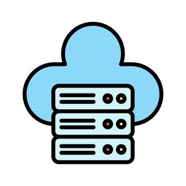 Bulut, sunucu, veri, depolama simgesi vektör görüntüsü. Ağ ve veri paylaşımı için de kullanılabilir. Web uygulamalarında, mobil uygulamalarda ve yazdırma ortamlarında kullanılabilir.