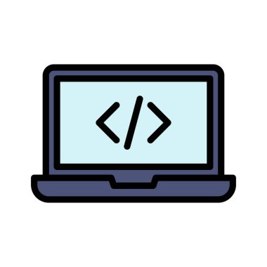 Kod, kodlama, geliştirme simgesi vektör görüntüsü. Web pazarlama için de kullanılabilir. Web uygulamalarında, mobil uygulamalarda ve yazdırma ortamlarında kullanılabilir.