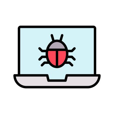 Bilgisayar, virüs, böcek ikonu vektör görüntüsü. İnternet güvenliği için de kullanılabilir. Web uygulamalarında, mobil uygulamalarda ve yazdırma ortamlarında kullanılabilir.