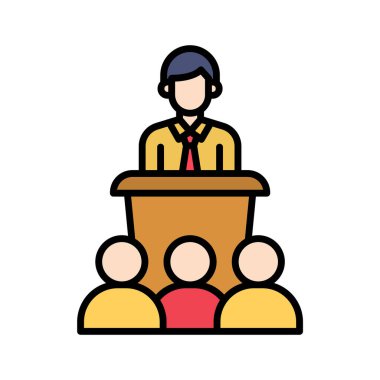 Konferans, tartışma, çekişme ikon vektör görüntüsü. Proje yönetimi için de kullanılabilir. Web uygulamalarında, mobil uygulamalarda ve yazdırma ortamlarında kullanılabilir.