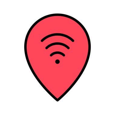 Bağlantı, ücretsiz kablosuz ağ, pin ikonu vektör görüntüsü. Harita ve Konum için de kullanılabilir. Web uygulamalarında, mobil uygulamalarda ve yazdırma ortamlarında kullanılabilir.