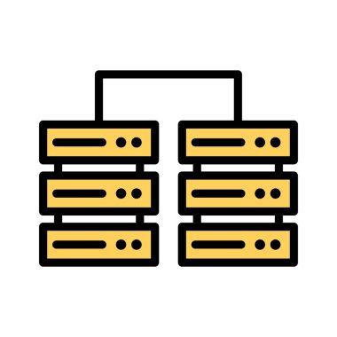 Veritabanı Sunucusu Simgesi vektör resmi. Telefon ve tablet olarak kullanılabilir. Mobil uygulamalar, web uygulamaları ve yazdırma ortamları için elverişli.