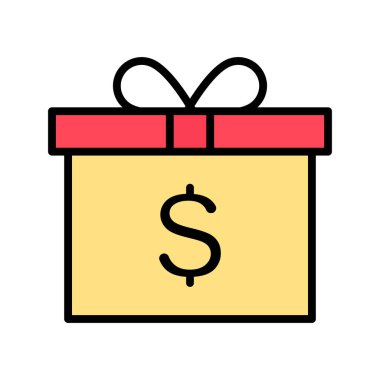 Kupon, hediye, para ikonu vektör imajı. Finans ve Para için de kullanılabilir. Web uygulamalarında, mobil uygulamalarda ve yazdırma ortamlarında kullanılabilir.