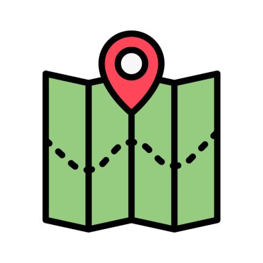 Yön, harita, rota ikon vektör görüntüsü. Web pazarlama için de kullanılabilir. Web uygulamalarında, mobil uygulamalarda ve yazdırma ortamlarında kullanılabilir.