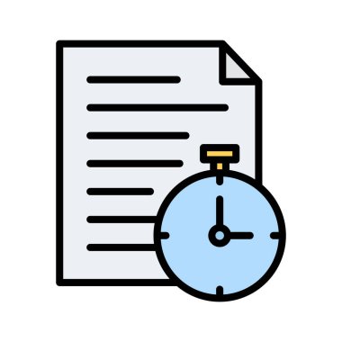 Belge, kronometre, zaman simgesi vektör görüntüsü. Siber güvenlik için de kullanılabilir. Web uygulamalarında, mobil uygulamalarda ve yazdırma ortamlarında kullanılabilir.