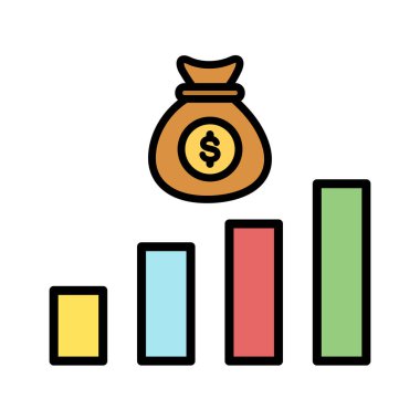 Kazanç, finans, satış ikonu vektör imajı. Finans ve Para için de kullanılabilir. Web uygulamalarında, mobil uygulamalarda ve yazdırma ortamlarında kullanılabilir.