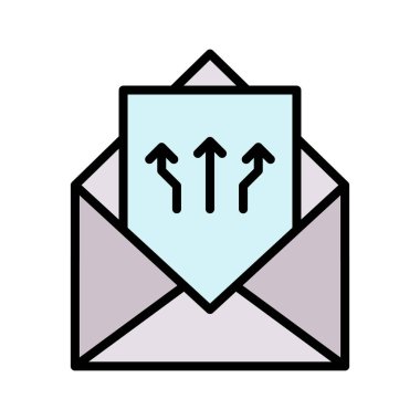 E- posta, pazarlama, promosyon, abonelik ikonu vektör resmi. Web pazarlama için de kullanılabilir. Web uygulamalarında, mobil uygulamalarda ve yazdırma ortamlarında kullanılabilir.