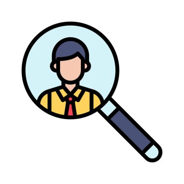 Çalışan, insan kaynakları, arama, ikon vektör görüntüsü işe alma. Siber güvenlik için de kullanılabilir. Web uygulamalarında, mobil uygulamalarda ve yazdırma ortamlarında kullanılabilir.