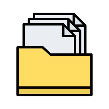 Dosyalar, klasör, docment simge vektör resmi. Ağ ve veri paylaşımı için de kullanılabilir. Web uygulamalarında, mobil uygulamalarda ve yazdırma ortamlarında kullanılabilir.