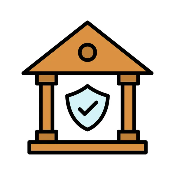 Banco Banca Seguridad Escudo Icono Imagen Vectorial También Puede Utilizar — Vector de stock