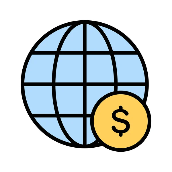 Banken Währung International Globus Icon Vektor Image Kann Auch Für — Stockvektor