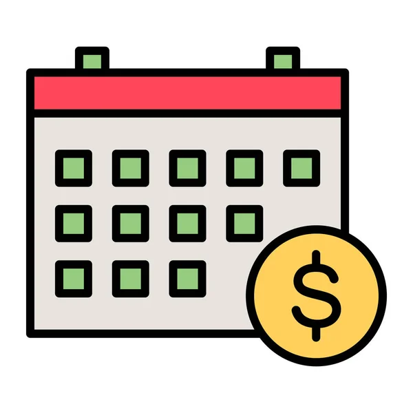 Kalendář Obchod Termín Vektor Ikon Peněz Lze Také Použít Pro — Stockový vektor