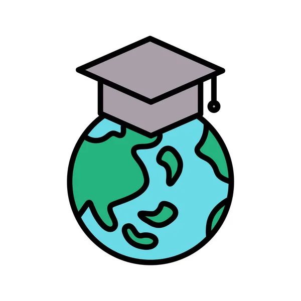 Educação Global Imagem Vetor Ícone Chapéu Estudante Também Pode Ser — Vetor de Stock