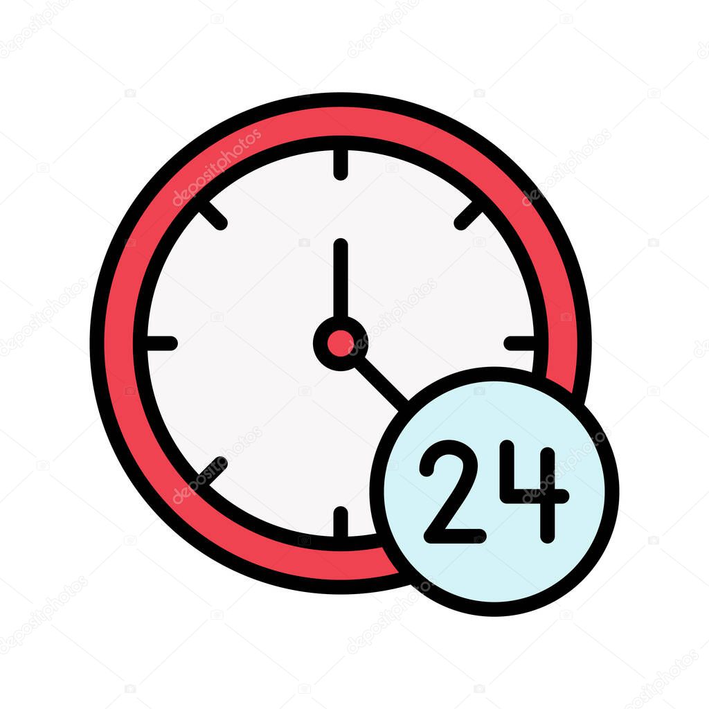 Availability, time, whole day icon vector image. Can also be used for customer support. Suitable for use on web apps, mobile apps and print media.