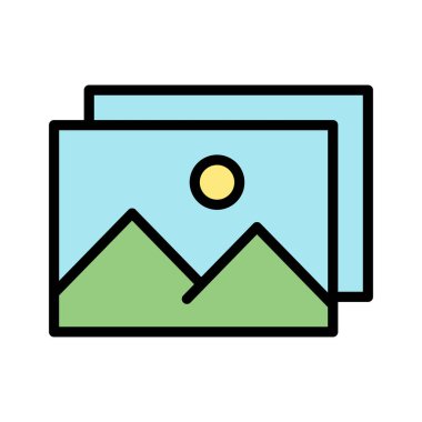 Galeri, resimler, telefon, duvar kağıdı ikon vektör resmi. Telefon ve tablet olarak kullanılabilir. Mobil uygulamalar, web uygulamaları ve yazdırma ortamları için elverişli.