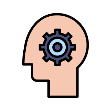 Vites, kafa, uzman, beyin fırtınası ikon vektör görüntüsü. Siber güvenlik için de kullanılabilir. Web uygulamalarında, mobil uygulamalarda ve yazdırma ortamlarında kullanılabilir.