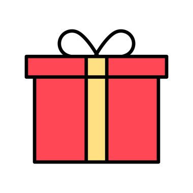 Hediye, hediye, kutu, alışveriş ikonu vektör görüntüsü. Alışveriş ve ecommerce için de kullanılabilir. Web uygulamalarında, mobil uygulamalarda ve yazdırma ortamlarında kullanılabilir.