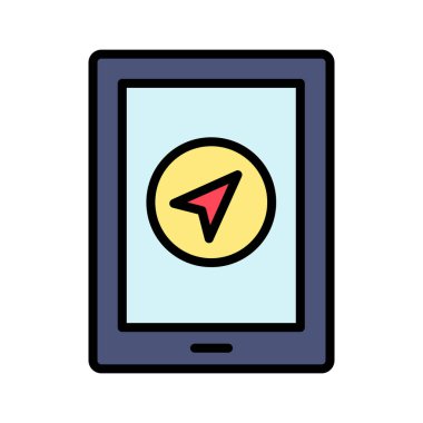 GPS, navigasyon, pim, tablet simgesi vektör görüntüsü. Navigasyon için de kullanılabilir. Web uygulamalarında, mobil uygulamalarda ve yazdırma ortamlarında kullanılabilir.