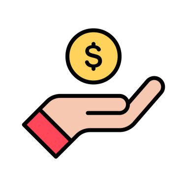 El, gelir, gelir ikonu vektör imajı. Finans ve Para için de kullanılabilir. Web uygulamalarında, mobil uygulamalarda ve yazdırma ortamlarında kullanılabilir.