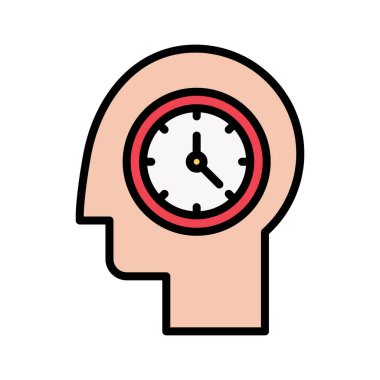 Kafa, planlama, zaman simgesi vektör görüntüsü. Müşteri desteği için de kullanılabilir. Web uygulamalarında, mobil uygulamalarda ve yazdırma ortamlarında kullanılabilir.