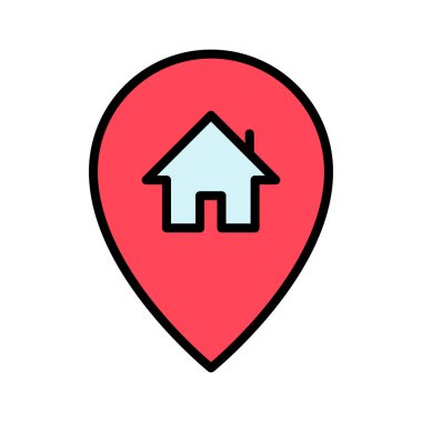 Ev, ev, konum ikon vektör görüntüsü. Harita ve Konum için de kullanılabilir. Web uygulamalarında, mobil uygulamalarda ve yazdırma ortamlarında kullanılabilir.