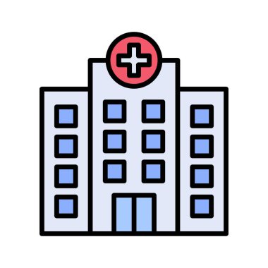 Hastane ikonu vektör görüntüsü. Revir için kullanılabilir. Mobil uygulamalar, web uygulamaları ve yazdırma ortamları için elverişli.