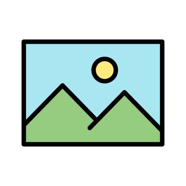 Resimler, galeri, resimler ikon vektör resmi. Telefon ve tablet olarak kullanılabilir. Mobil uygulamalar, web uygulamaları ve yazdırma ortamları için elverişli.