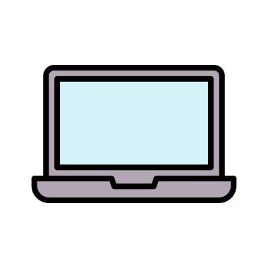 Laptop, bilgisayar, aygıt simgesi vektör görüntüsü. Eğitim için de kullanılabilir. Web uygulamalarında, mobil uygulamalarda ve yazdırma ortamlarında kullanılabilir.