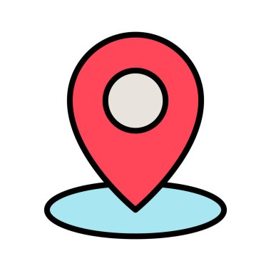 Konum, pim, simge vektör görüntüsü. Navigasyon için de kullanılabilir. Web uygulamalarında, mobil uygulamalarda ve yazdırma ortamlarında kullanılabilir.