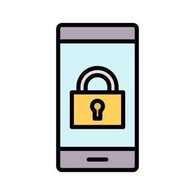 Kilit, mobil, güvenlik simgesi vektör görüntüsü. Siber güvenlik için de kullanılabilir. Web uygulamalarında, mobil uygulamalarda ve yazdırma ortamlarında kullanılabilir.