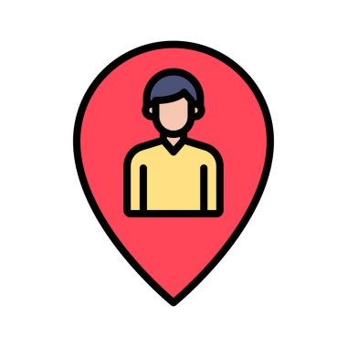 Konum, kullanıcı, simge vektör görüntüsü. Harita ve Konum için de kullanılabilir. Web uygulamalarında, mobil uygulamalarda ve yazdırma ortamlarında kullanılabilir.