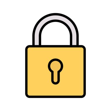 Kilit, asma kilit, güvenlik simgesi vektör görüntüsü. İnternet güvenliği için de kullanılabilir. Web uygulamalarında, mobil uygulamalarda ve yazdırma ortamlarında kullanılabilir.