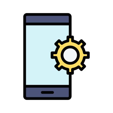Mobil, ayarlar, yapılandırma ikonu vektör görüntüsü. Web pazarlama için de kullanılabilir. Web uygulamalarında, mobil uygulamalarda ve yazdırma ortamlarında kullanılabilir.