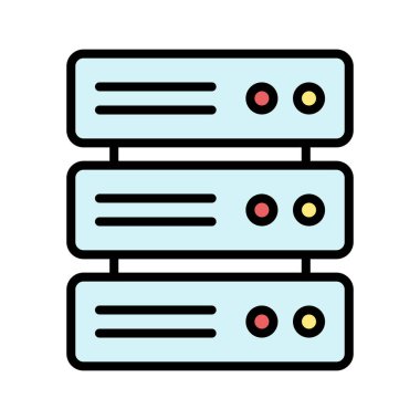 Çoklu, sunucular, veritabanı, depolama simgesi vektör görüntüsü. Ağ ve veri paylaşımı için de kullanılabilir. Web uygulamalarında, mobil uygulamalarda ve yazdırma ortamlarında kullanılabilir.