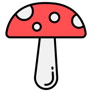 Mantar ikonu vektör görüntüsü. Yiyecek ve içecekler için de kullanılabilir. Web uygulamalarında, mobil uygulamalarda ve yazdırma ortamlarında kullanılabilir.